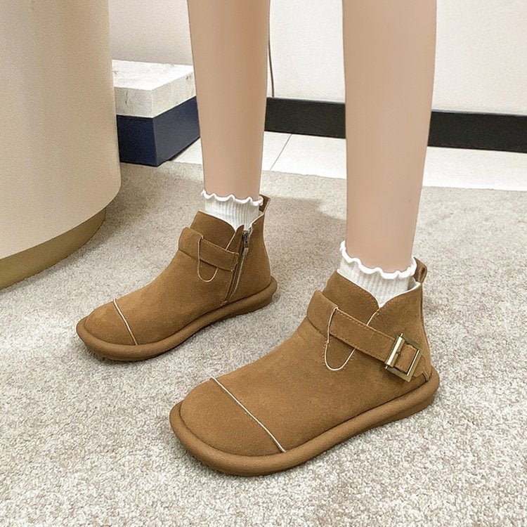 Mori Style Vintage Martin Boots Women $59.76 Dana Fashion Color: Camel Plus Velvet Size: 35 Women's shoes Product information: Lining material: artificial velboa Upper height: low top Sock length: short tube Size: 35,36,37,38,39,40 Sole craft: vulcanized
