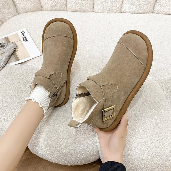 Mori Style Vintage Martin Boots Women $59.76 Dana Fashion Color: Camel Plus Velvet Size: 35 Women's shoes Product information: Lining material: artificial velboa Upper height: low top Sock length: short tube Size: 35,36,37,38,39,40 Sole craft: vulcanized