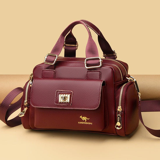 Motorcycle Multi-functional Shoulder Messenger Bag For Middle-aged Mothers $94.28 Dana Fashion Color: Black Women's Bags Product information: Lining texture: Polyester Pattern: solid color Color: black, wine red, red, purple, black gift handbag card holde