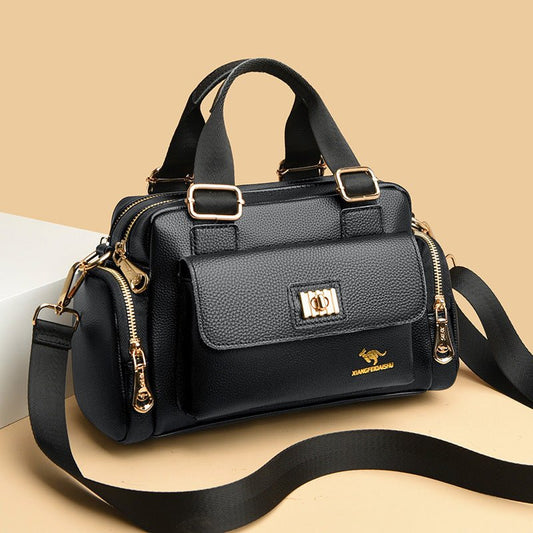 Motorcycle Multi-functional Shoulder Messenger Bag For Middle-aged Mothers $94.28 Dana Fashion Color: Black Women's Bags Product information: Lining texture: Polyester Pattern: solid color Color: black, wine red, red, purple, black gift handbag card holde