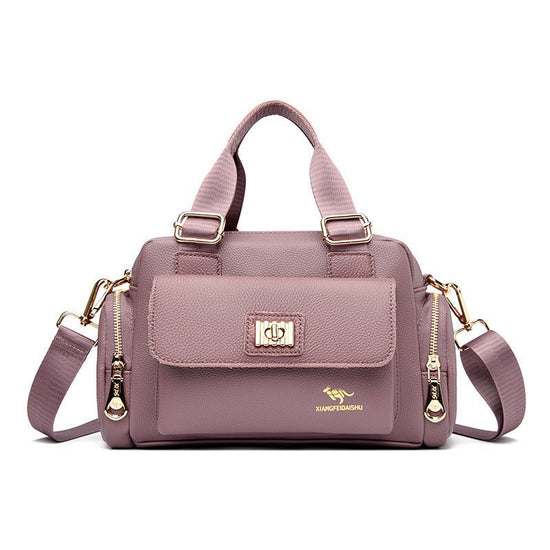 Motorcycle Multi-functional Shoulder Messenger Bag For Middle-aged Mothers $94.28 Dana Fashion Color: Purple Women's Bags Product information: Lining texture: Polyester Pattern: solid color Color: black, wine red, red, purple, black gift handbag card hold
