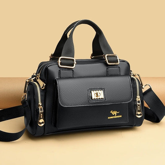 Motorcycle Multi-functional Shoulder Messenger Bag For Middle-aged Mothers $94.28 Dana Fashion Color: Black Women's Bags Product information: Lining texture: Polyester Pattern: solid color Color: black, wine red, red, purple, black gift handbag card holde