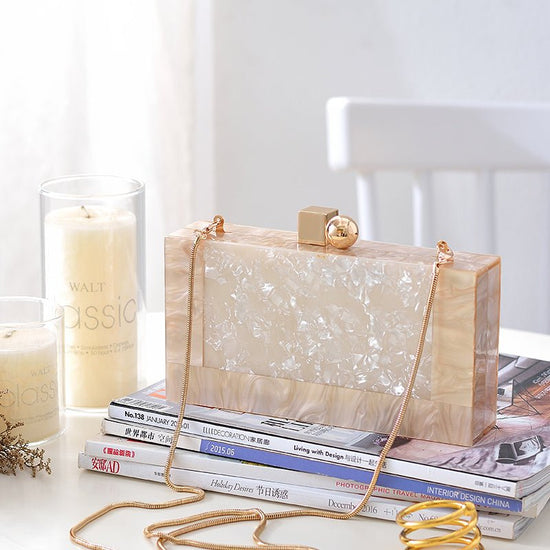 Mottled white acrylic handbag $89.62 Dana Fashion Color: Off white Women's Bags Texture: EVA