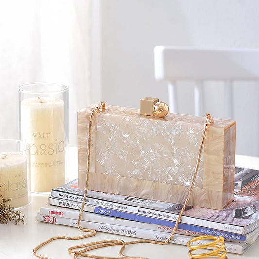 Mottled white acrylic handbag $89.62 Dana Fashion Color: Off white Women's Bags Texture: EVA