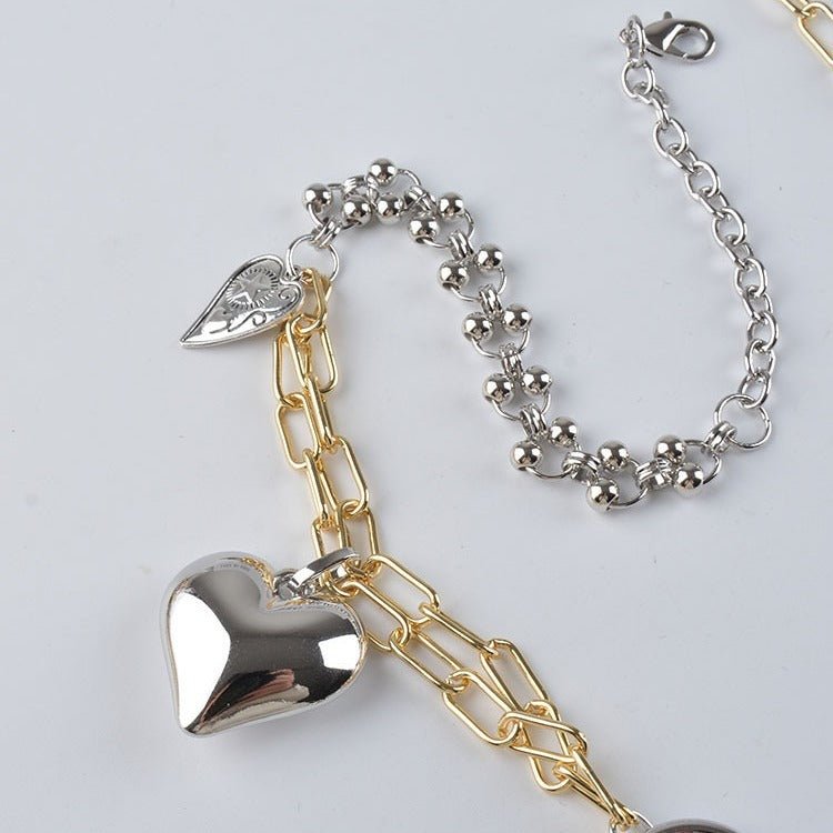 Multi-Element Chain Stitching Punk Vintage Distressed Love Pendant Belt $18.00 Dana Fashion Color: Heart Tassel Women's Accessories Product information: Color: heart-shaped tassel Applicable Gender: Female Applicable age: Adult Material: Metal Style: Swee