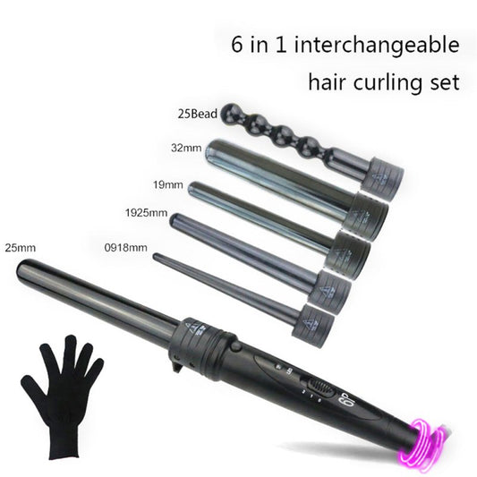 Multi-function hair curler $106.93 Dana Fashion Color: Black style: EU Beauty Tools 6 in 1 change tube ceramic curler set 【product description】 1.6 in 1 change tube tourmaline ceramic set, size 09-18mm, 19-25mm, 25-25mm, 19mm-19mm, 32mm-32mm, beads 25mm;