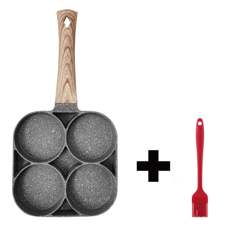 Multi Functional 4 Hole Frying Pan Non Stick Breakfast Burger Egg Pancake Maker Medical Stone Four Hole Omelet Pan $46.50 Dana Fashion Color: Four hole pot style: With brush Dana's Kitchen Overview: 1. Easy to Clean: The high-performance egg frying pan is