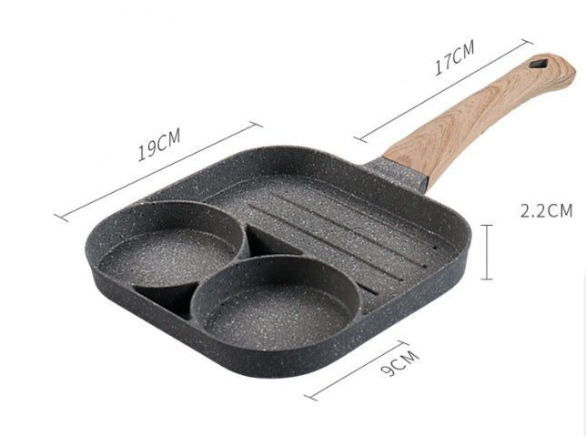 Multi Functional 4 Hole Frying Pan Non Stick Breakfast Burger Egg Pancake Maker Medical Stone Four Hole Omelet Pan $46.50 Dana Fashion Color: Two hole pot style: Without brush Dana's Kitchen Overview: 1. Easy to Clean: The high-performance egg frying pan