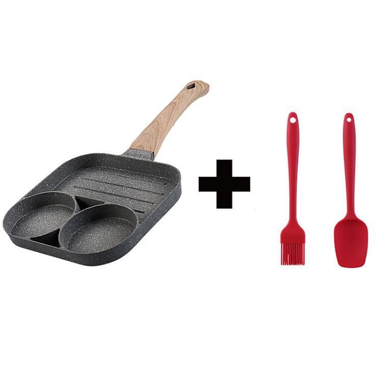 Multi Functional 4 Hole Frying Pan Non Stick Breakfast Burger Egg Pancake Maker Medical Stone Four Hole Omelet Pan $46.50 Dana Fashion Color: Four hole pot style: With brush Dana's Kitchen Overview: 1. Easy to Clean: The high-performance egg frying pan is