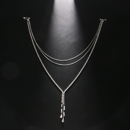 Multi-layer Back Chain Bridal Wedding Dress Accessories Rhinestone Tassel $21.00 Dana Fashion Color: Silver Women's Accessories Product information: Type: body chains Color: gold, silver Material: Rhinestone Style: Women's Shape: Geometry Style: European