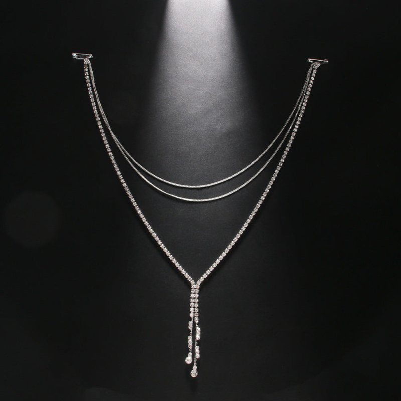 Multi-layer Back Chain Bridal Wedding Dress Accessories Rhinestone Tassel $21.00 Dana Fashion Color: Silver Women's Accessories Product information: Type: body chains Color: gold, silver Material: Rhinestone Style: Women's Shape: Geometry Style: European