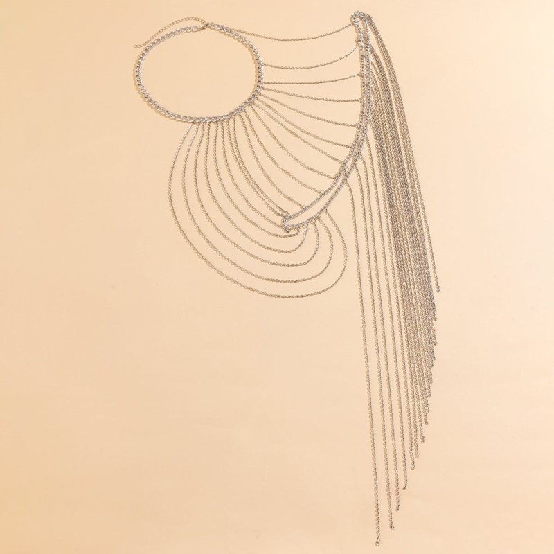 Multi-layer Chain Creative Tassel Shoulder Chain $24.04 Dana Fashion Color: Gold 1503 Women's Accessories Product information: Treatment Process: Electroplating Color: gold 1503, white K 1503 Applicable population: Female Chain style: O-ring chain Materia