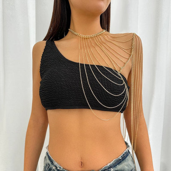 Multi-layer Chain Creative Tassel Shoulder Chain $24.04 Dana Fashion Color: Gold 1503 Women's Accessories Product information: Treatment Process: Electroplating Color: gold 1503, white K 1503 Applicable population: Female Chain style: O-ring chain Materia