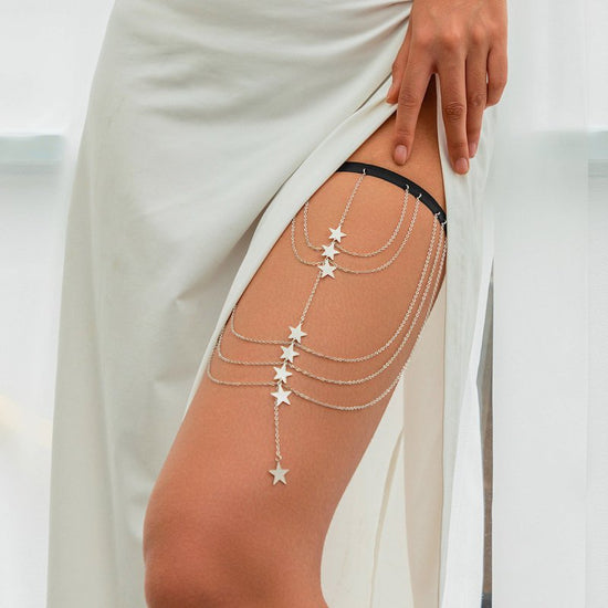 Multi-layer Chain Star Leg Ring Thigh Chain $15.00 Dana Fashion Color: 04 White K0318 Purity: Specifications Women's Accessories Product information: Color: 01 Gold 0298,01 White K 0298,02 White K 0299,03 gold 0309,04 gold 0318,04 White K 0318,05 White K