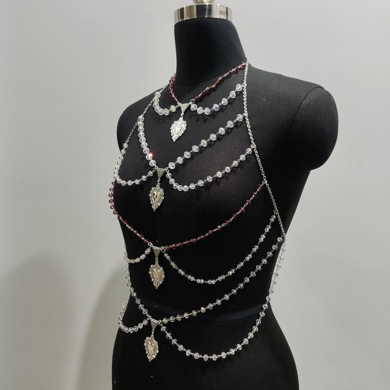 Multi-layer Chest Necklace Stainless Steel Bracelet Love Pendant Body Chains $34.50 Dana Fashion Color: 1 Style Women's Accessories Product information: Color: Style 1, Style 2 Packing list: Body Chains*1 Product Image: