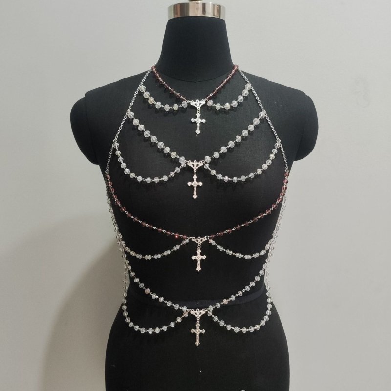 Multi-layer Chest Necklace Stainless Steel Bracelet Love Pendant Body Chains $34.50 Dana Fashion Color: 2 Style Women's Accessories Product information: Color: Style 1, Style 2 Packing list: Body Chains*1 Product Image: