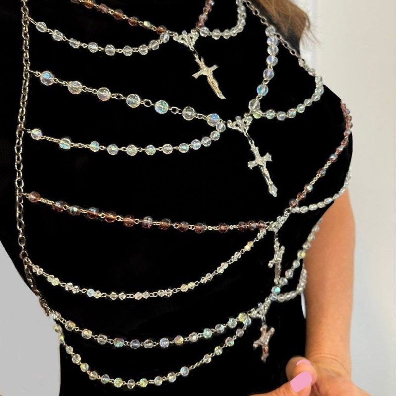 Multi-layer Chest Necklace Stainless Steel Bracelet Love Pendant Body Chains $34.50 Dana Fashion Color: 1 Style Women's Accessories Product information: Color: Style 1, Style 2 Packing list: Body Chains*1 Product Image: