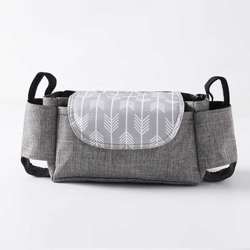 Multifunction Baby Stroller Bag Organizer Maternity Nappy Bag Stroller Accessories Cup wheelchair bag $46.38 Dana Fashion Color: Grey arrow Baby & Mother Overview: The trolley storage bag can hold baby's diapers, feeding bottles, wallet and mobile phone,