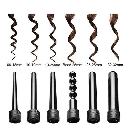 Multifunction Fast Heating Hair Curler 6in1 Interchangeable Ceramic Hair Styling Crimper Curling Roll Wand Hair Curler Iron Sets $99.00 Dana Fashion Electrical outlet: AU Beauty Tools Overview: 1. Interchangeable 6 in 1 100% tourmaline ceramic set.size is