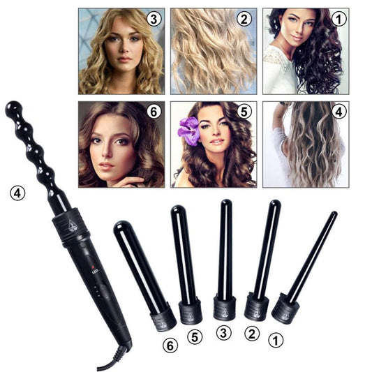 Multifunction Fast Heating Hair Curler 6in1 Interchangeable Ceramic Hair Styling Crimper Curling Roll Wand Hair Curler Iron Sets $99.00 Dana Fashion Electrical outlet: AU Beauty Tools Overview: 1. Interchangeable 6 in 1 100% tourmaline ceramic set.size is