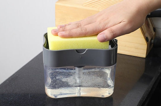 Multifunction Soap Dispenser Sponge Caddy Non-toxic Odorless Dispenser Kitchen Rack Creative Bathroom Washing Soap Storage Box $12.50 Dana Fashion Color: Dark Grey Dana's Kitchen Overview: Cleaning dishes is about to get a whole lot faster with this Soap
