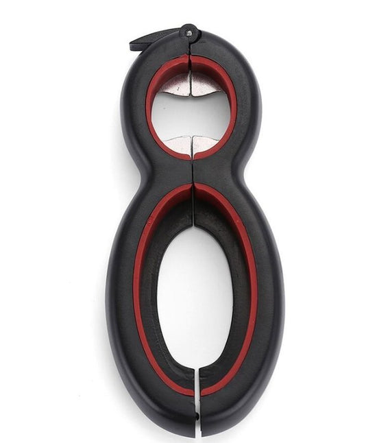 Multifunctional Easy Opener Six in One Bottle Can Opener $22.72 Dana Fashion Color: Red Dana's Kitchen Overview: The 6-in-1 multi-function can opener can open six different types of seals/lids: bags, safety seals, pull tabs, bottle caps, bottle caps, and