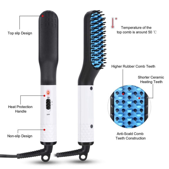 Multifunctional Hair Straightener Hair Comb Brush Men Beard Straightener Straightening $19.00 Dana Fashion power: AU Color: Gold Beauty Tools Overview: -This beard straightener/ electric hot comb can be used for styling either your beard hair or the hair