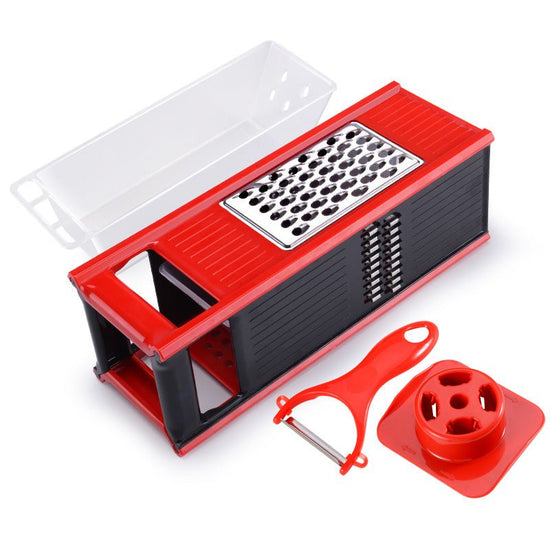 Multifunctional Kitchen Utensils Cutting Tool $33.73 Dana Fashion Color: Red Style: A drain Dana's Kitchen Overview: 100% new design and high quality Four-sided blade free installation Switch modes at will Added drain storage box Enlarged hand guard can f