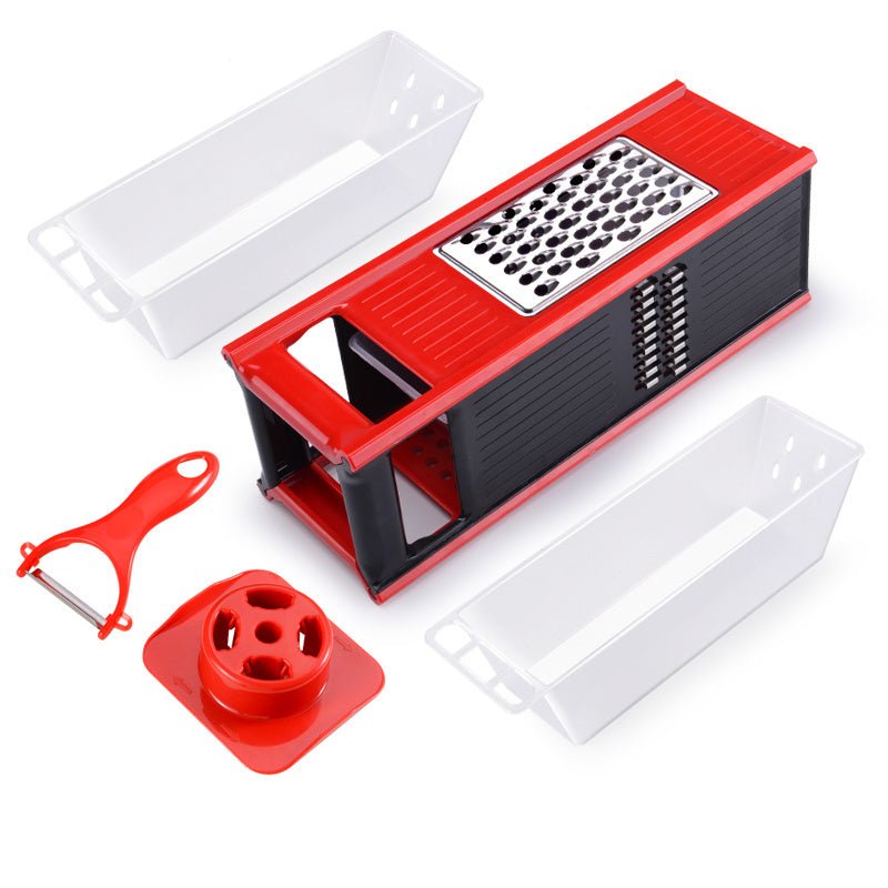 Multifunctional Kitchen Utensils Cutting Tool $37.22 Dana Fashion Color: Red Style: Two drains Dana's Kitchen Overview: 100% new design and high quality Four-sided blade free installation Switch modes at will Added drain storage box Enlarged hand guard ca