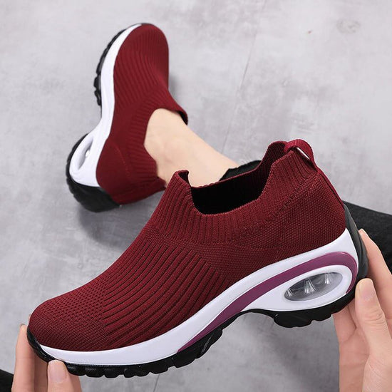 Multifunctional Summer Air Cushion Running Shoes Comfortable Breathable Sneakers $27.90 Dana Fashion Color: Brown Red size: 35 Women's shoes Product information: Pattern: solid color Applicable sports: Universal Lining material: Mesh Color: black, red, br