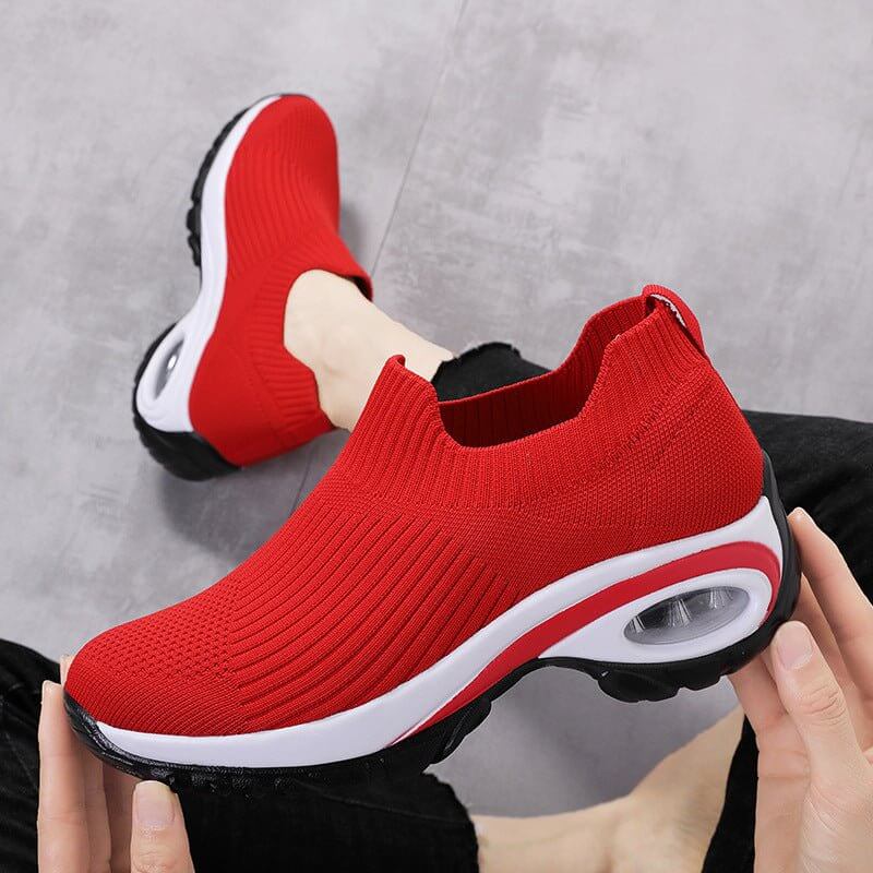 Multifunctional Summer Air Cushion Running Shoes Comfortable Breathable Sneakers $27.90 Dana Fashion Color: Red size: 35 Women's shoes Product information: Pattern: solid color Applicable sports: Universal Lining material: Mesh Color: black, red, brown re