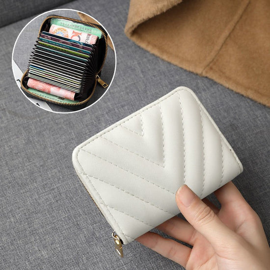 Multiple Card Slots Wallet Niche Card Holder Female $15.00 Dana Fashion Color: White Women's Bags Product information: Lining texture: pu Applicable scenarios: Daily matching Color: Black [11 card position], white【 11 card position], Black [18 card Positi