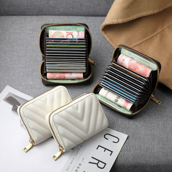 Multiple Card Slots Wallet Niche Card Holder Female $15.00 Dana Fashion Color: Black Women's Bags Product information: Lining texture: pu Applicable scenarios: Daily matching Color: Black [11 card position], white【 11 card position], Black [18 card Positi