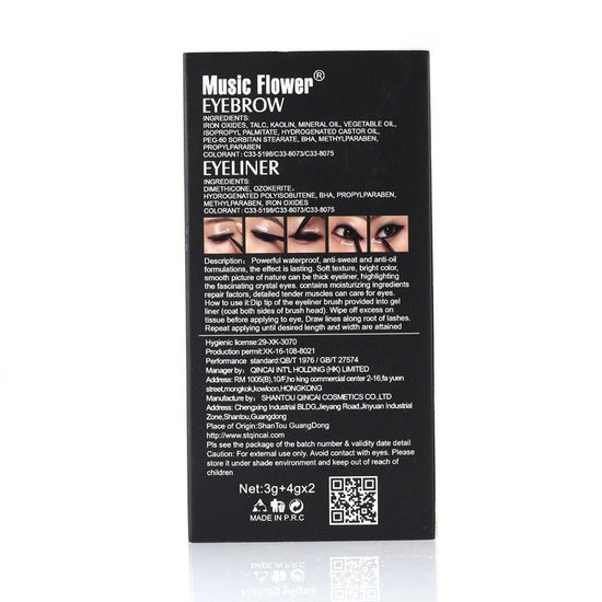 Music Flower Brown Black Gel Eyeliner Eyebrow Powder $26.55 Dana Fashion Color: Brown Black makeup Product information: Suitable for all skin types Efficacy: waterproof Net content: 7g Product category: eyeliner cream Features: Water-proof and smudge-proo
