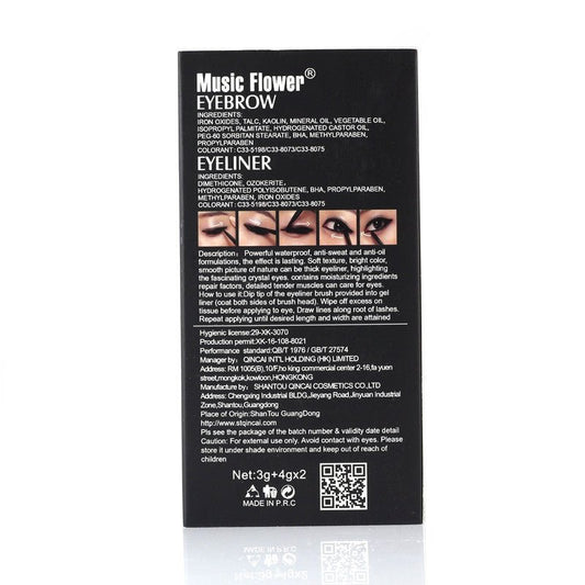 Music Flower Brown Black Gel Eyeliner Eyebrow Powder $26.55 Dana Fashion Color: Brown Black makeup Product information: Suitable for all skin types Efficacy: waterproof Net content: 7g Product category: eyeliner cream Features: Water-proof and smudge-proo