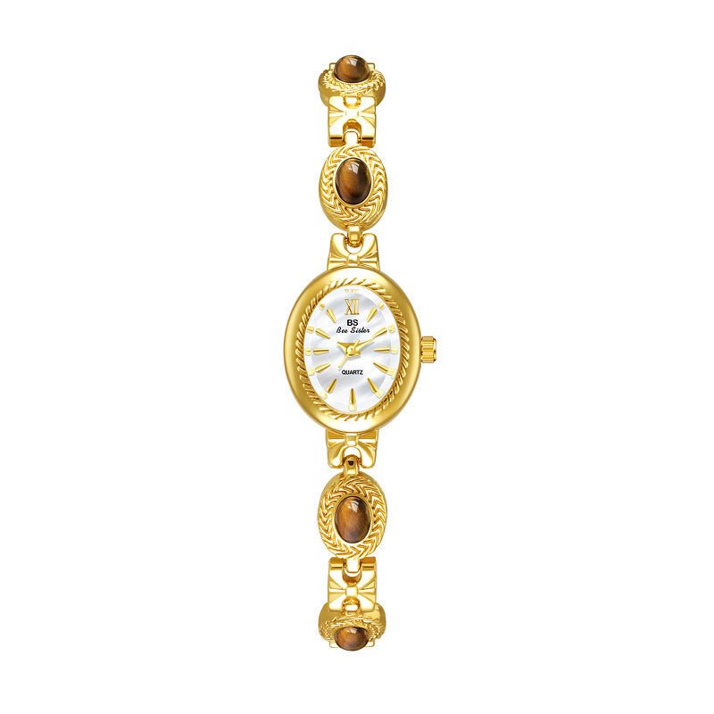 Natural Tigereye Maillard Advanced Chain Watch $53.07 Dana Fashion Color: Tigereye Gold White Women's Accessories Product information: Color: Tigereye champagne noodles, Tigereye Gold White, Emerald champagne noodles, Emerald Gold white noodles, Emerald c