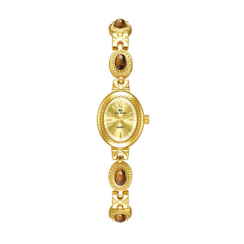 Natural Tigereye Maillard Advanced Chain Watch $53.07 Dana Fashion Color: Tigereye Champagne Noodles Women's Accessories Product information: Color: Tigereye champagne noodles, Tigereye Gold White, Emerald champagne noodles, Emerald Gold white noodles, Em
