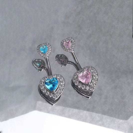 Navel Stud Peach Heart Women's Piercing Jewelry Umbilical Ring $10.39 Dana Fashion Color: Cyan 1173 Women's Accessories Product information: Type: umbilical cord ring Treatment Process: Electroplating Color: white gold 1173, pink diamond 1173, Cyan 1173,