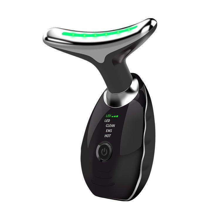 Neck Face Beauty Device Colorful LED Photon Therapy Skin Tighten Reduce Double Chin Anti Wrinkle Remove Lifting Massager $33.00 Dana Fashion Color: Black quantity: 1PCS Beauty Tools Overview: 1. [Perfect Skin Care Tool] This skin-tightening device for the