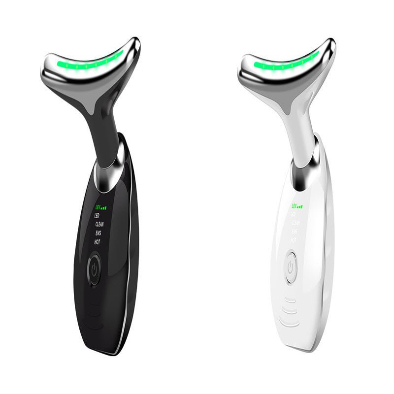 Neck Face Beauty Device Colorful LED Photon Therapy Skin Tighten Reduce Double Chin Anti Wrinkle Remove Lifting Massager $43.00 Dana Fashion Color: Black and white quantity: 2PCS Beauty Tools Overview: 1. [Perfect Skin Care Tool] This skin-tightening devi