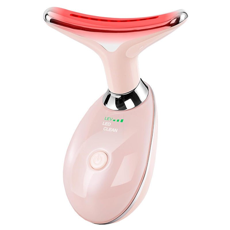 Neck Face Beauty Device Colorful LED Photon Therapy Skin Tighten Reduce Double Chin Anti Wrinkle Remove Lifting Massager $33.00 Dana Fashion Color: Pink quantity: 1PCS Beauty Tools Overview: 1. [Perfect Skin Care Tool] This skin-tightening device for the