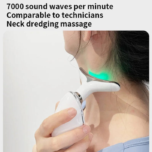 Neck Face Beauty Device Colorful LED Photon Therapy Skin Tighten Reduce Double Chin Anti Wrinkle Remove Lifting Massager $43.00 Dana Fashion Color: Black Red quantity: 2PCS Beauty Tools Overview: 1. [Perfect Skin Care Tool] This skin-tightening device for