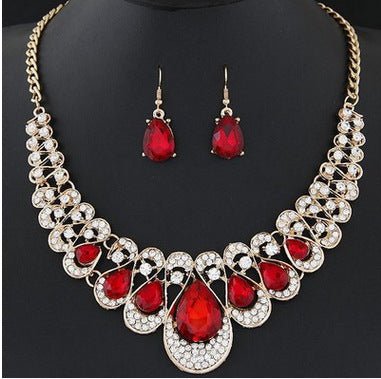 Necklace necklace earring set $27.00 Dana Fashion Color: Red Women's Accessories Material: Alloy, Rhinestone Size: Chain length 48 cm + 5 cm Material: Alloy Processing technology: electroplating Set combination: earrings + accessories