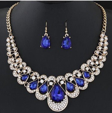 Necklace necklace earring set $27.00 Dana Fashion Color: Blue Women's Accessories Material: Alloy, Rhinestone Size: Chain length 48 cm + 5 cm Material: Alloy Processing technology: electroplating Set combination: earrings + accessories