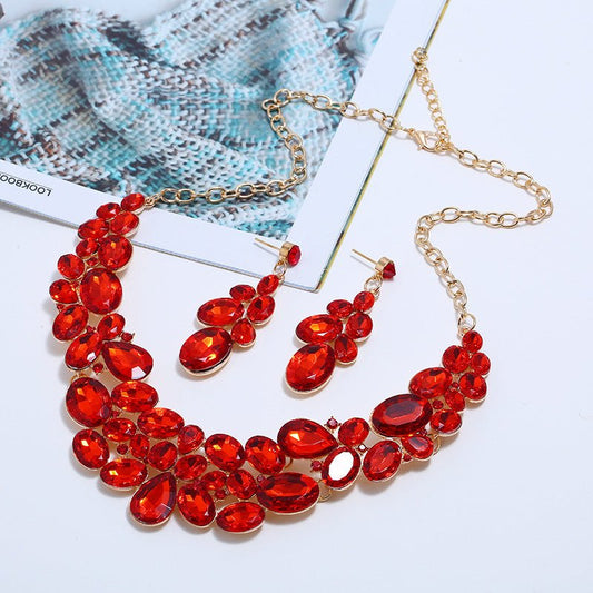 Necklace Set Necklace Earrings Jewelry Two Piece Set $19.99 Dana Fashion Color: Black Women's Accessories Product Information： Material: Alloy Treatment process: diamond Style: Women's Set Combination: Earrings + Necklaces Mosaic material: alloy inlaid ar
