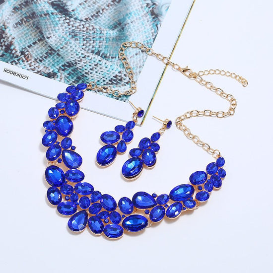Necklace Set Necklace Earrings Jewelry Two Piece Set $19.99 Dana Fashion Color: Blue Women's Accessories Product Information： Material: Alloy Treatment process: diamond Style: Women's Set Combination: Earrings + Necklaces Mosaic material: alloy inlaid art