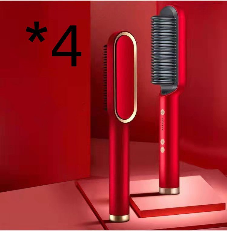 New 2 In 1 Hair Straightener Hot Comb Negative Ion Curling Tong Dual-purpose Electric Hair Brush $65.12 Dana Fashion Color: 4pcs Red Electrical outlet: US style: Opp pack Beauty Tools Overview: 1. The anti-scald comb is designed to straighten the comb to