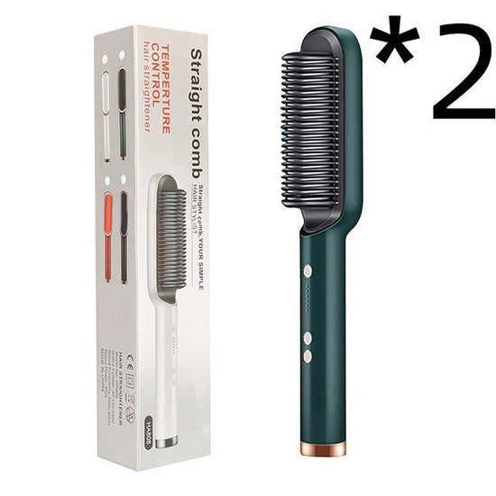 New 2 In 1 Hair Straightener Hot Comb Negative Ion Curling Tong Dual-purpose Electric Hair Brush $37.47 Dana Fashion Color: 2pcs Green Electrical outlet: US style: With box Beauty Tools Overview: 1. The anti-scald comb is designed to straighten the comb t