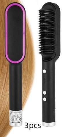 New 2 In 1 Hair Straightener Hot Comb Negative Ion Curling Tong Dual-purpose Electric Hair Brush $50.33 Dana Fashion Color: 3pcs Black Electrical outlet: US style: Opp pack Beauty Tools Overview: 1. The anti-scald comb is designed to straighten the comb t