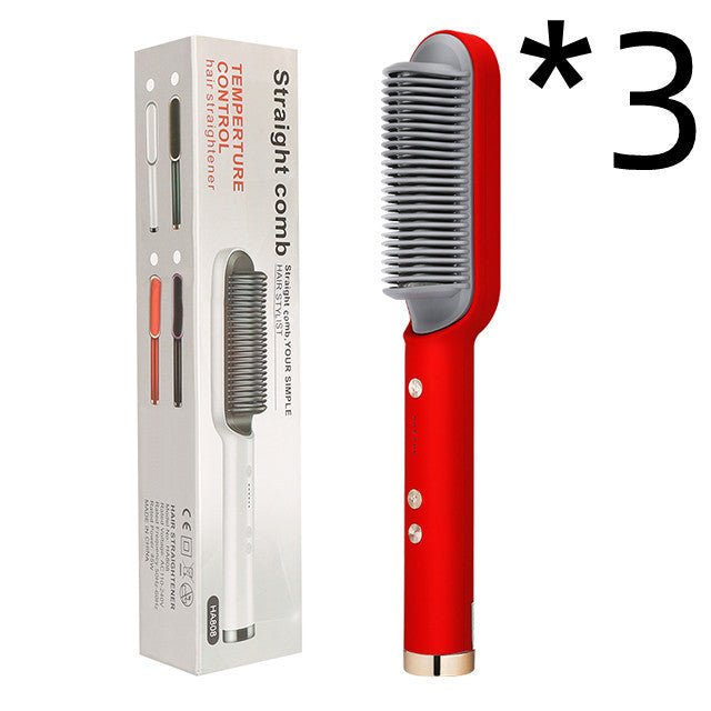 New 2 In 1 Hair Straightener Hot Comb Negative Ion Curling Tong Dual-purpose Electric Hair Brush $53.24 Dana Fashion Color: 3pcs Red Electrical outlet: US style: With box Beauty Tools Overview: 1. The anti-scald comb is designed to straighten the comb to